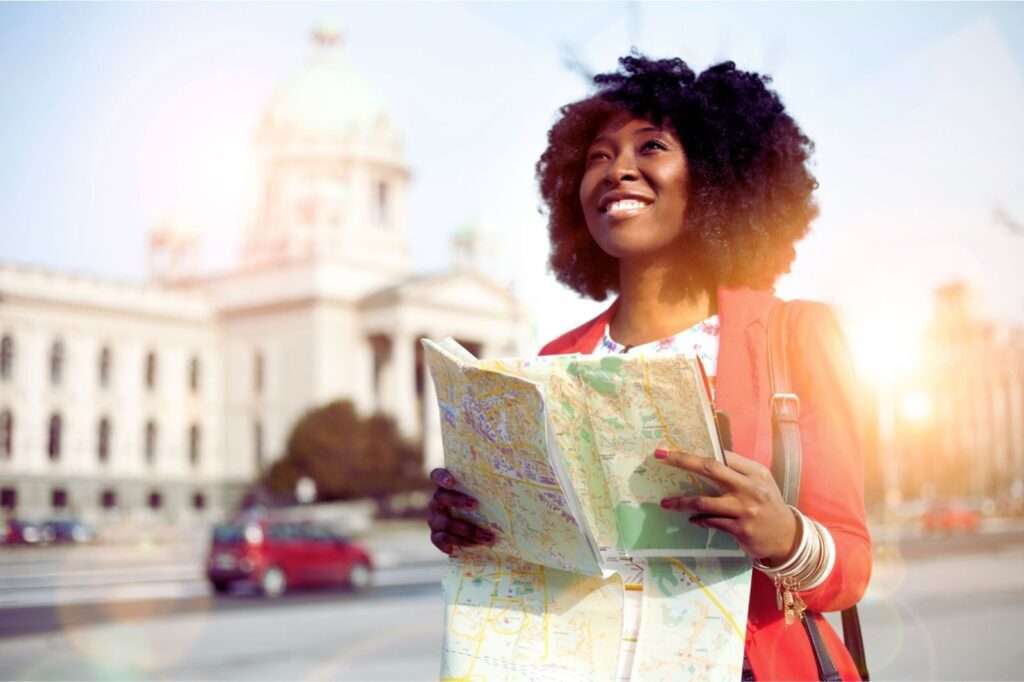 woman with map